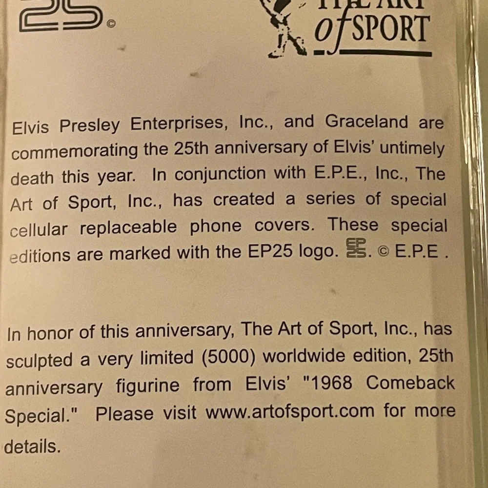 NIP 2002 Elvis Presley 25th Anniversary Limited ed 5000 cell phone cover